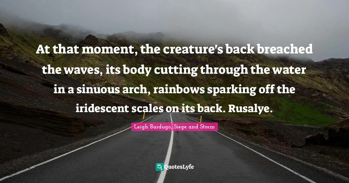 At that moment, the creature's back breached the waves, its body cutting through the water in a sinuous arch, rainbows sparking off the iridescent scales on its back. Rusalye.