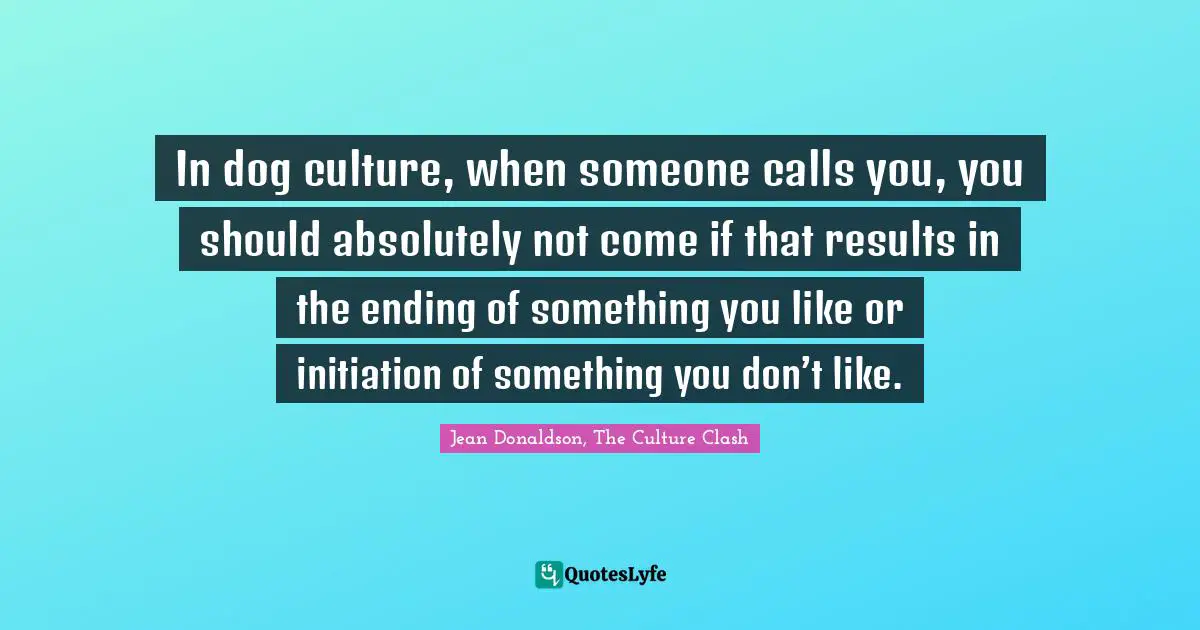In dog culture, when someone calls you, you should absolutely not come if that results in the ending of something you like or initiation of something you don’t like.