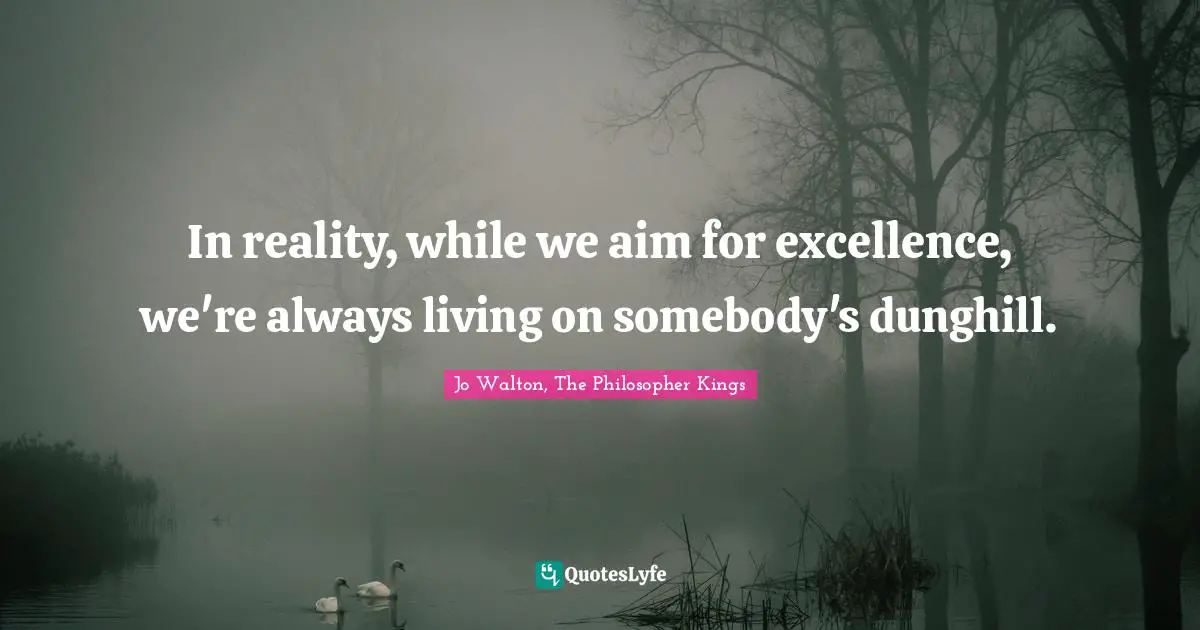 In reality, while we aim for excellence, we're always living on somebody's dunghill.
