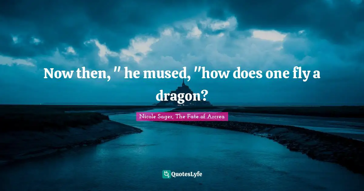 Now then, " he mused, "how does one fly a dragon?