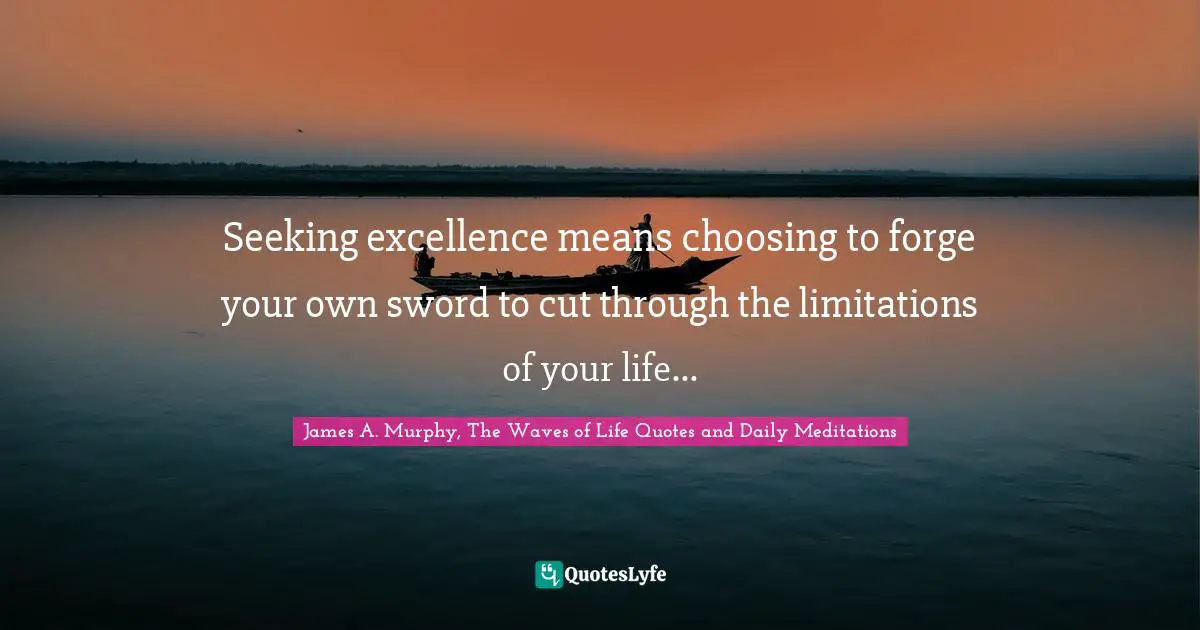 Seeking excellence means choosing to forge your own sword to cut through the limitations of your life...