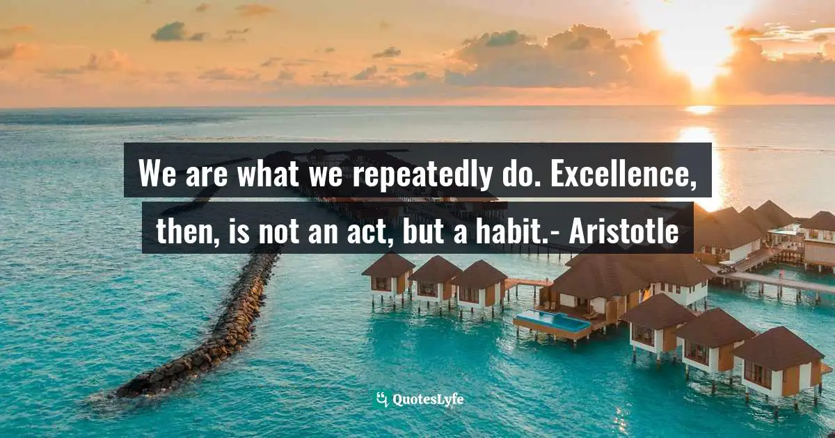 INTERNET Quotes: "We are what we repeatedly do. Excellence, then, is not an act, but a habit.- Aristotle"