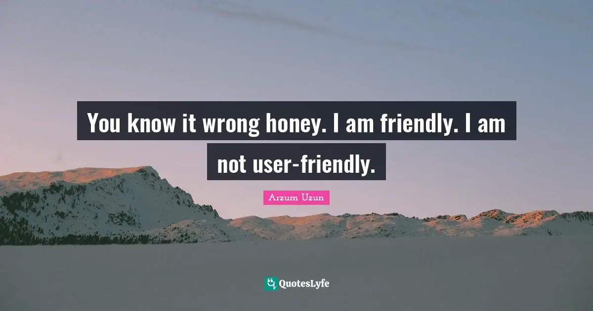 You know it wrong honey. I am friendly. I am not user-friendly.