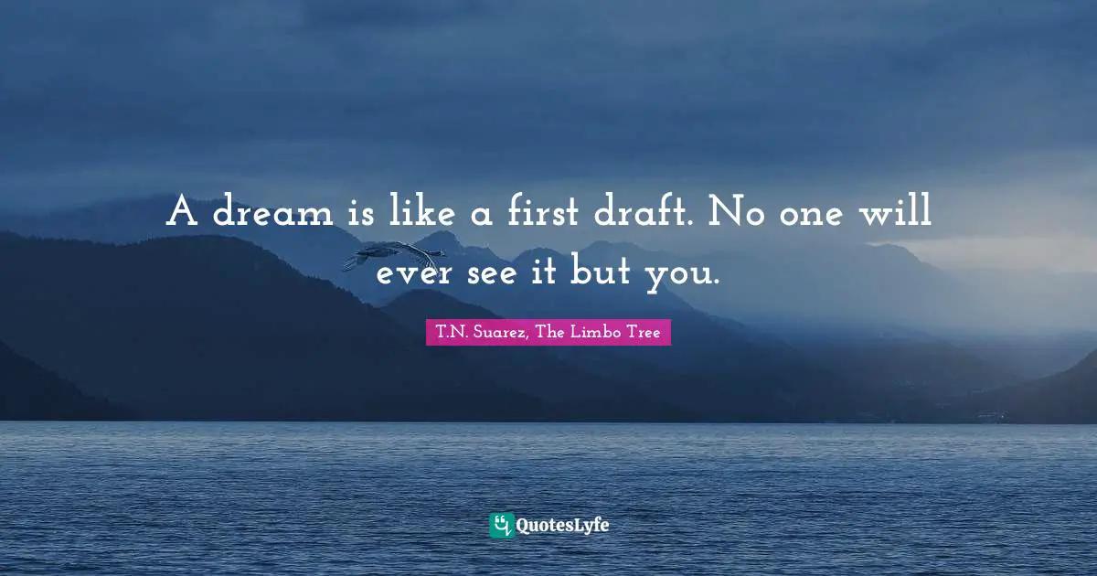 T.N. Suarez Quotes: "A dream is like a first draft. No one will ever see it but you."