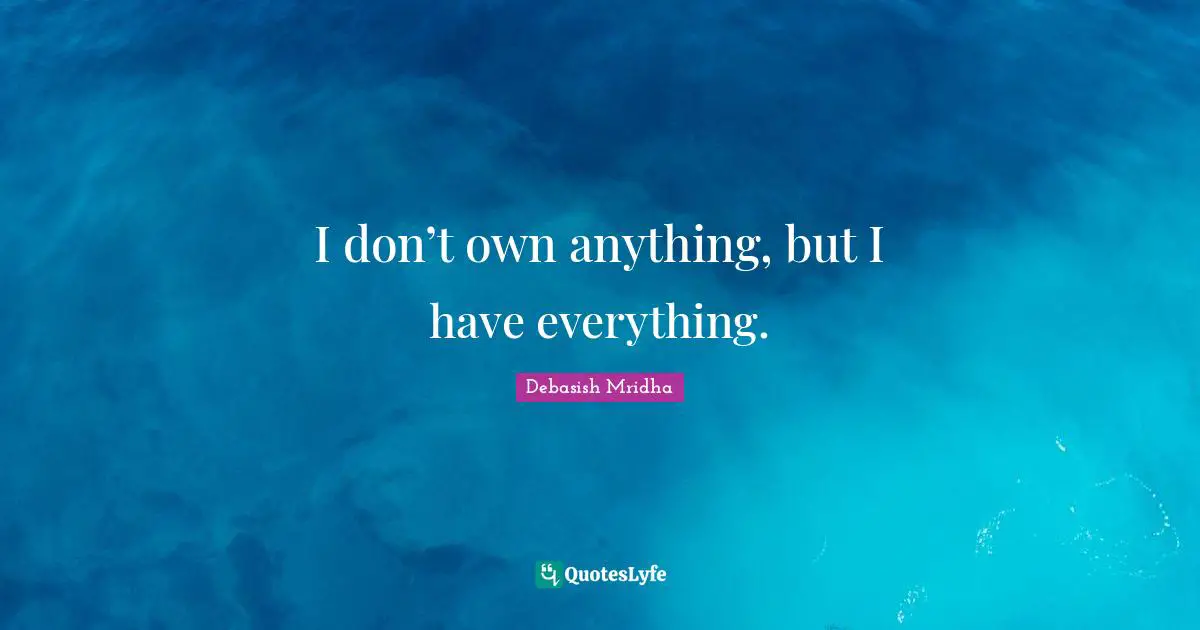 I don’t own anything, but I have everything.