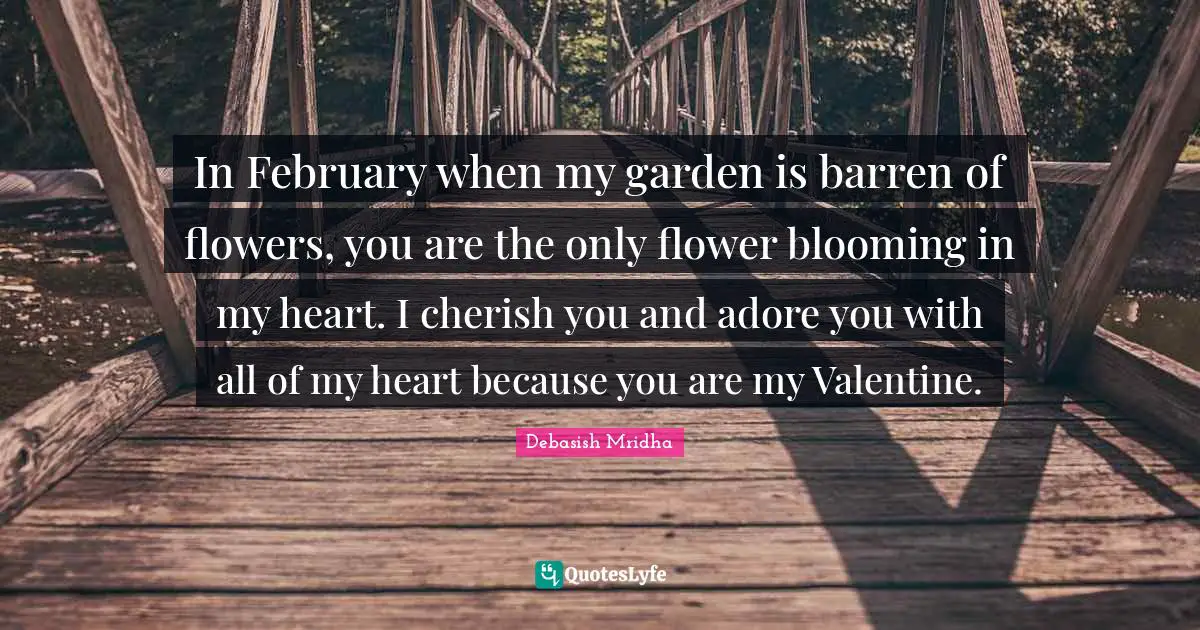 Debasish Mridha Quotes: In February when my garden is barren of flowers, you are the only flower blooming in my heart. I cherish you and adore you with all of my heart because you are my Valentine.
