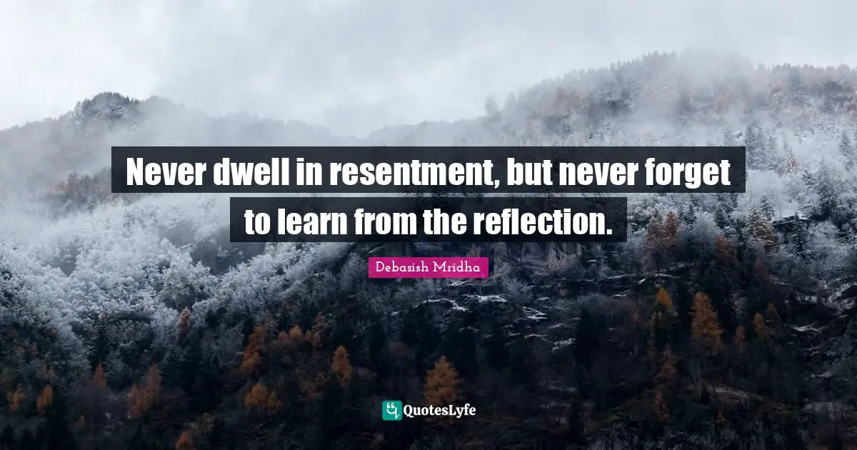 Never dwell in resentment, but never forget to learn from the reflection.