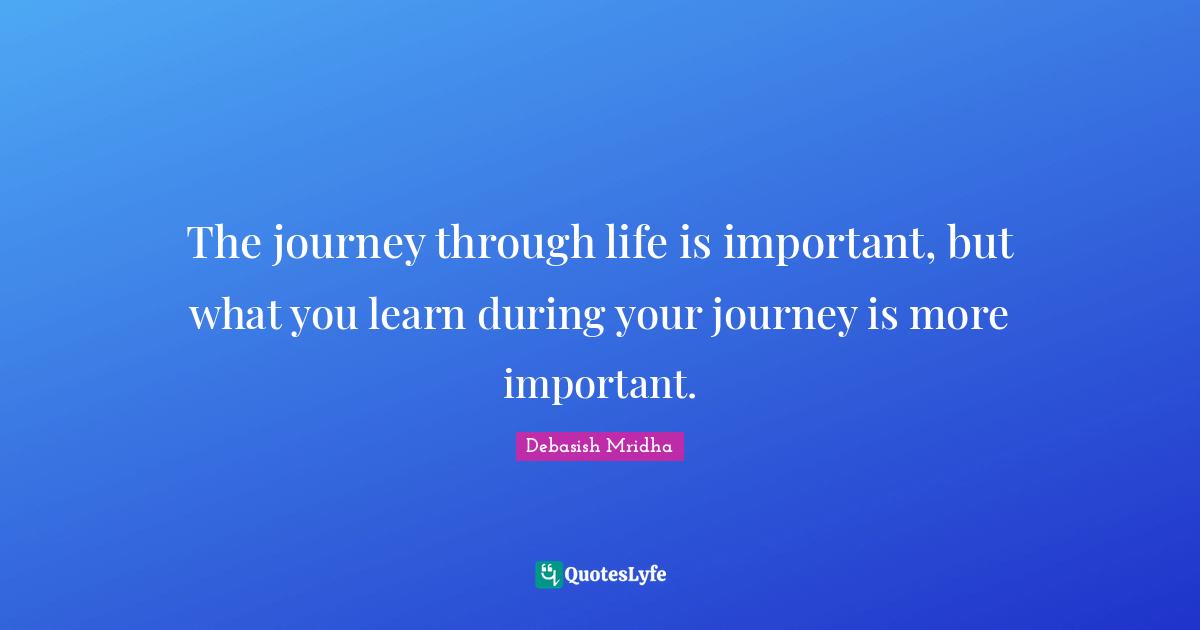 Journey Through Life Quotes: "The journey through life is important, but what you learn during your journey is more important."