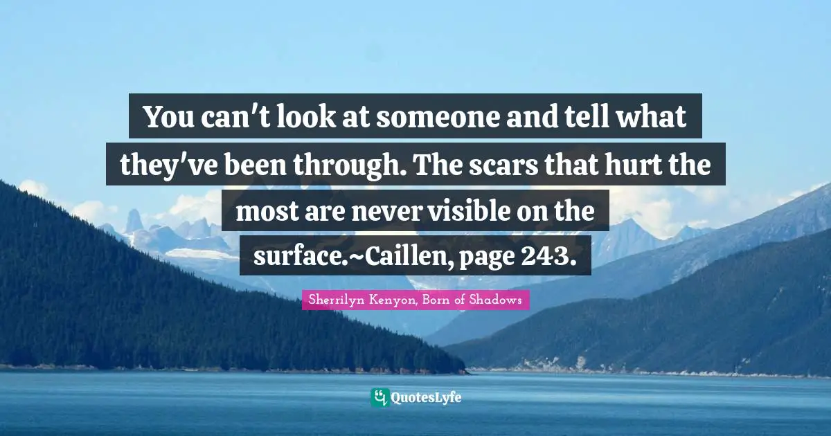 You can't look at someone and tell what they've been through. The scars that hurt the most are never visible on the surface.~Caillen, page 243.