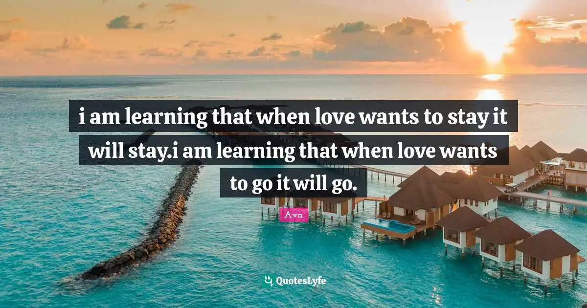 i am learning that when love wants to stay it will stay.i am learning that when love wants to go it will go.