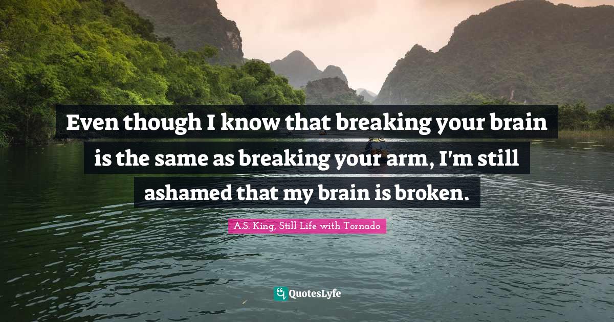 Even though I know that breaking your brain is the same as breaking your arm, I'm still ashamed that my brain is broken.