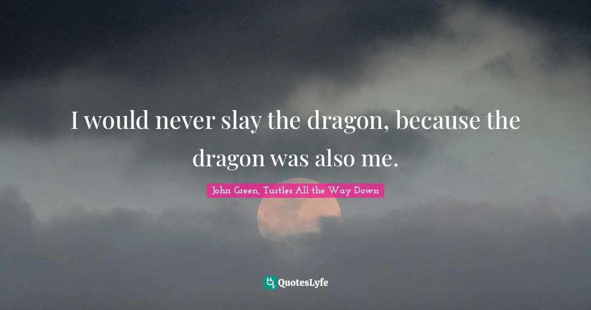 I would never slay the dragon, because the dragon was also me.