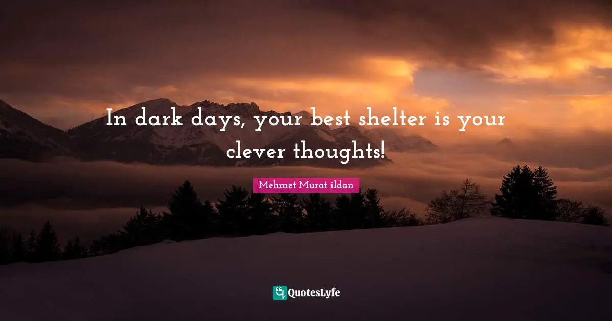 In dark days, your best shelter is your clever thoughts!