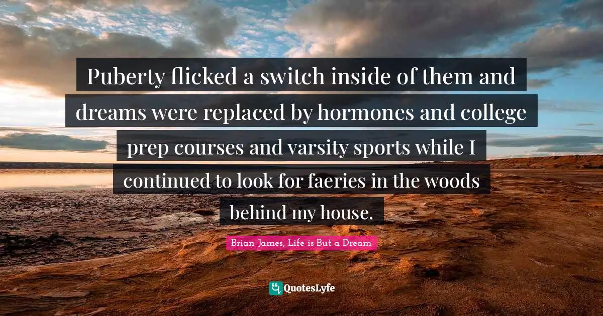 Puberty flicked a switch inside of them and dreams were replaced by hormones and college prep courses and varsity sports while I continued to look for faeries in the woods behind my house.