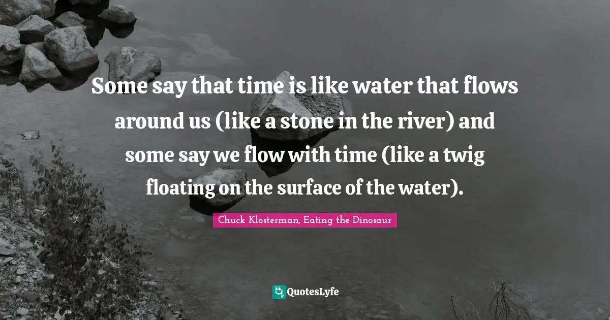 Some say that time is like water that flows around us (like a stone in the river) and some say we flow with time (like a twig floating on the surface of the water).