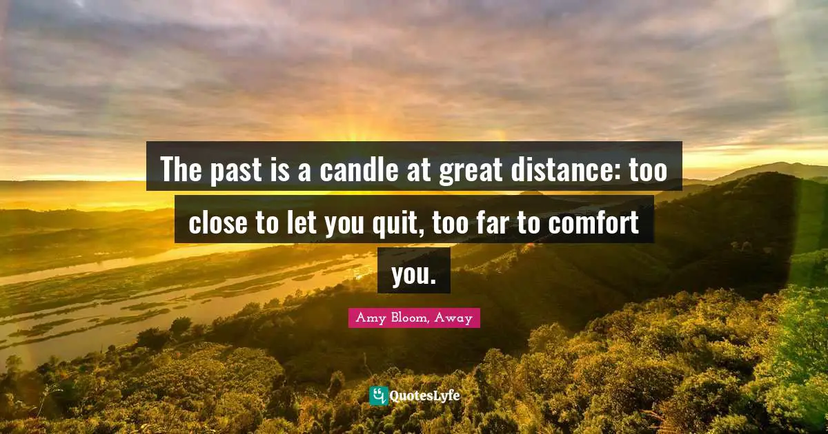 Amy Bloom Quotes: "The past is a candle at great distance: too close to let you quit, too far to comfort you."