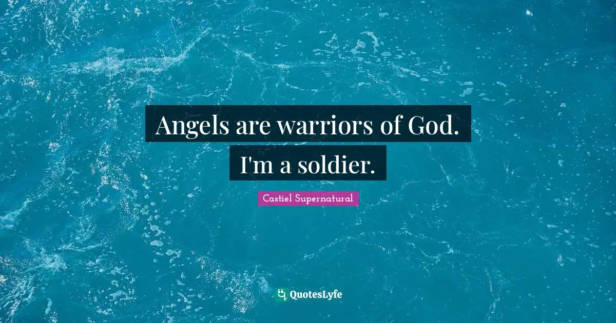 Angels are warriors of God. I'm a soldier.