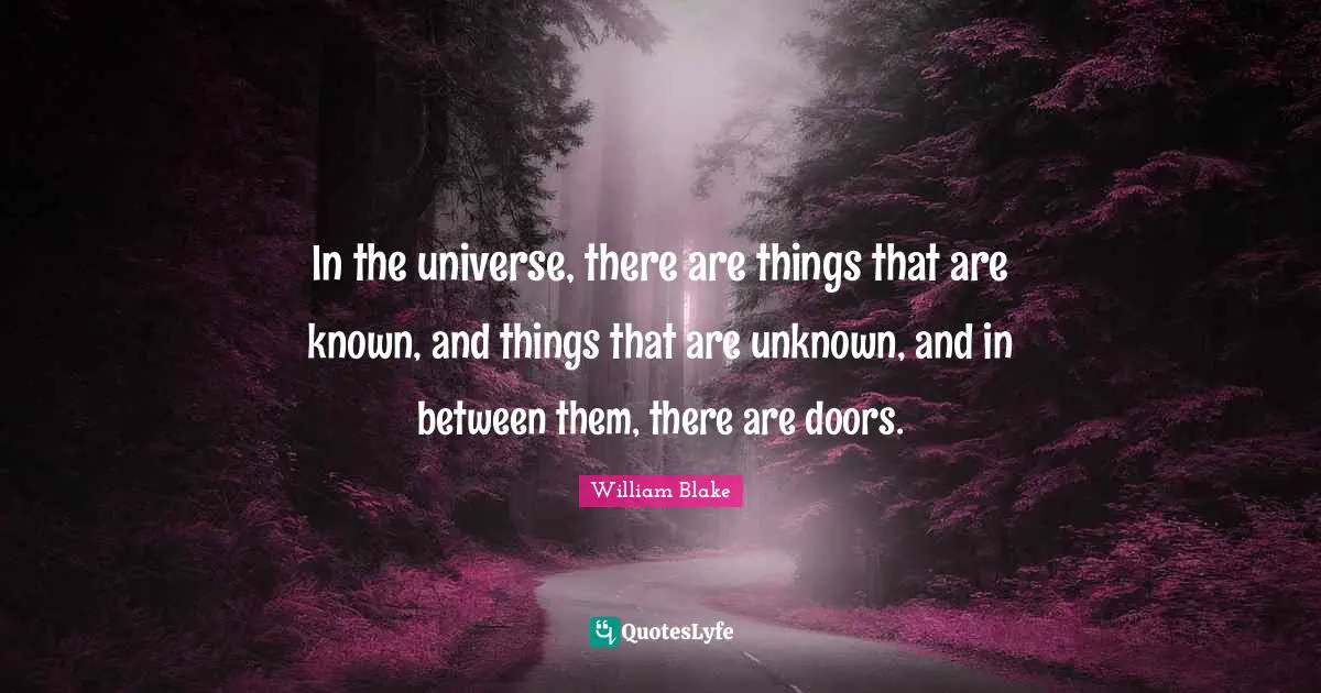 In the universe, there are things that are known, and things that are unknown, and in between them, there are doors.