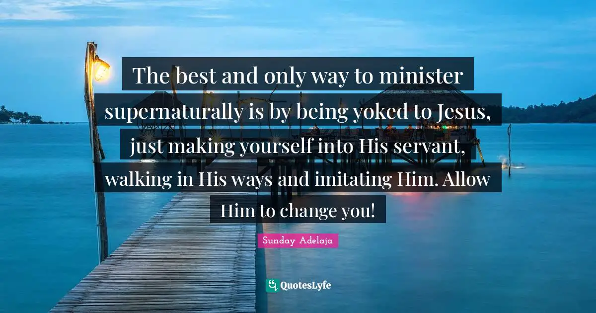 The best and only way to minister supernaturally is by being yoked to Jesus, just making yourself into His servant, walking in His ways and imitating Him. Allow Him to change you!