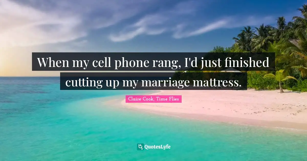 When my cell phone rang, I'd just finished cutting up my marriage mattress.