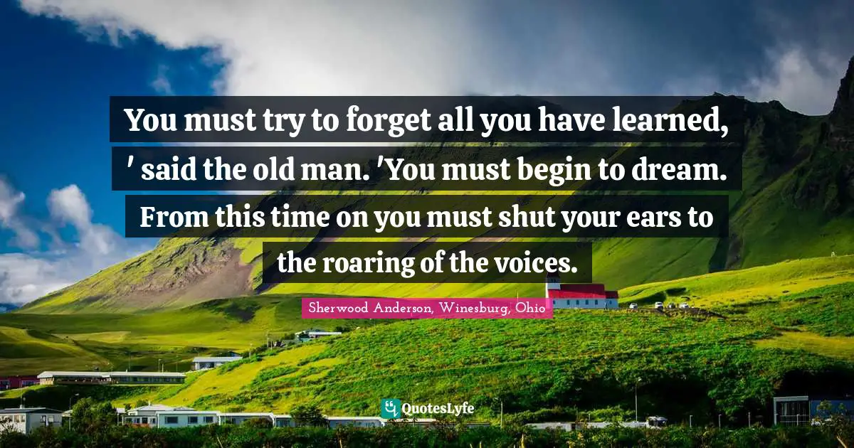 You must try to forget all you have learned, ' said the old man. 'You must begin to dream. From this time on you must shut your ears to the roaring of the voices.