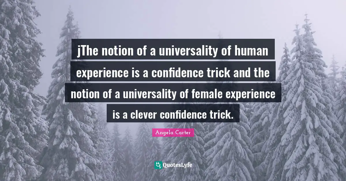 jThe notion of a universality of human experience is a confidence trick and the notion of a universality of female experience is a clever confidence trick.