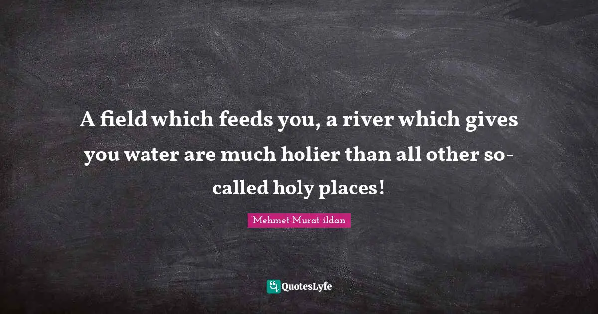 A field which feeds you, a river which gives you water are much holier than all other so-called holy places!