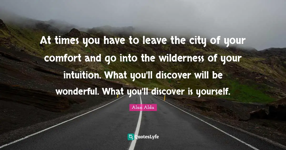 At times you have to leave the city of your comfort and go into the wilderness of your intuition. What you'll discover will be wonderful. What you'll discover is yourself.