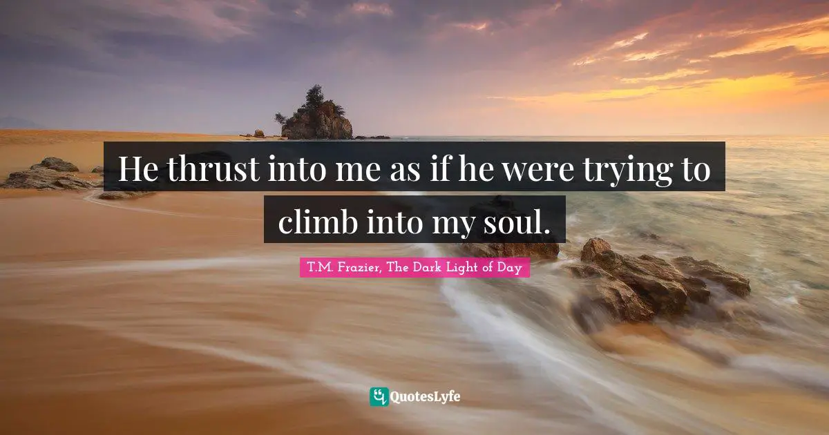 He thrust into me as if he were trying to climb into my soul.