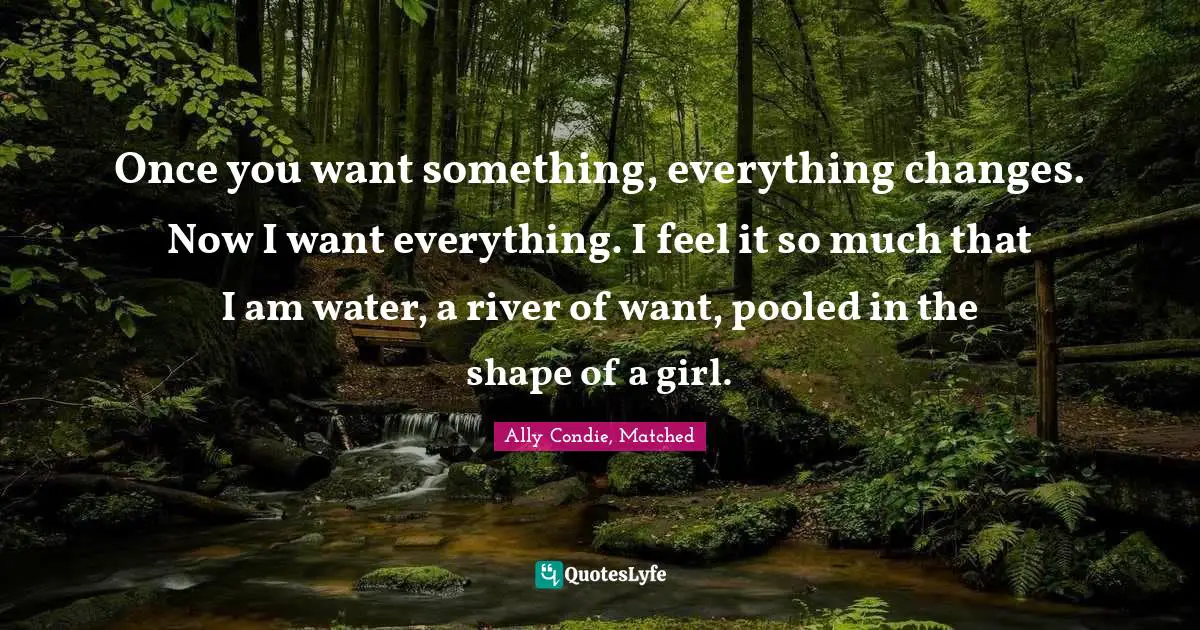 Once you want something, everything changes. Now I want everything. I feel it so much that I am water, a river of want, pooled in the shape of a girl.