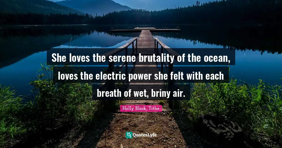 She loves the serene brutality of the ocean, loves the electric power she felt with each breath of wet, briny air.