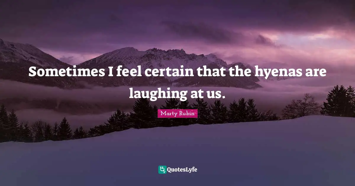 Sometimes I feel certain that the hyenas are laughing at us.