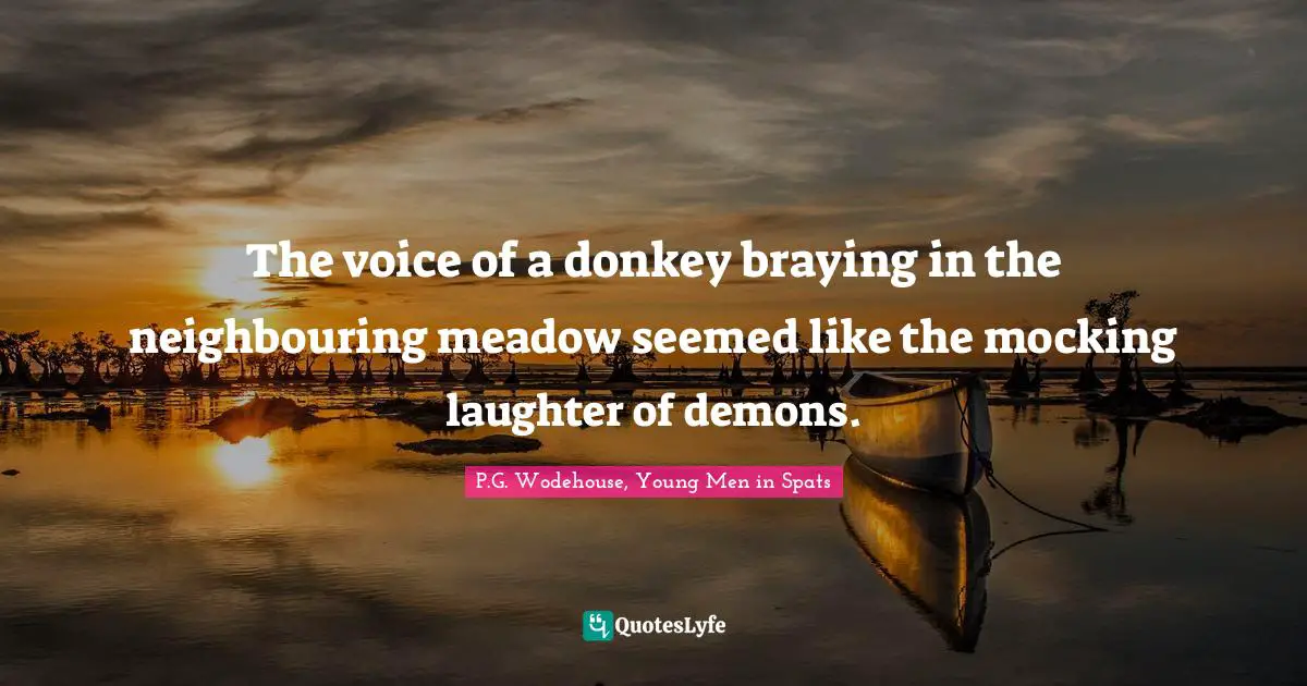 The voice of a donkey braying in the neighbouring meadow seemed like the mocking laughter of demons.