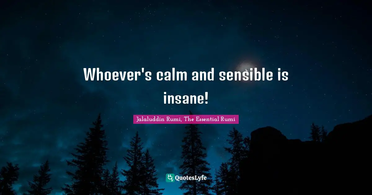 Whoever's calm and sensible is insane!