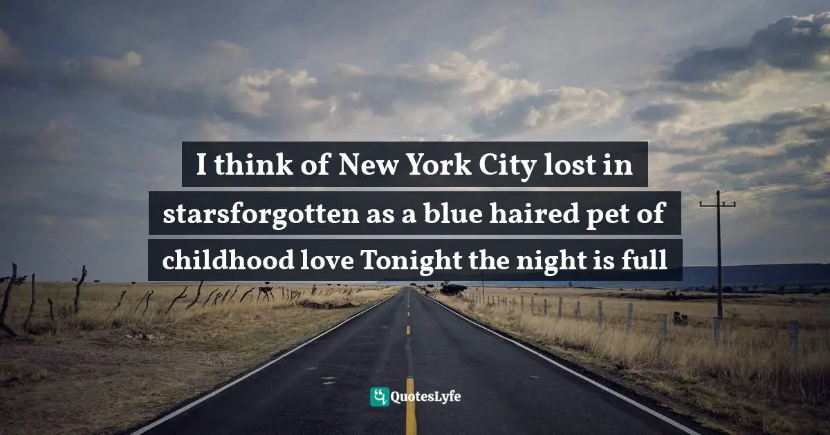 I think of New York City lost in starsforgotten as a blue haired pet of childhood love Tonight the night is full