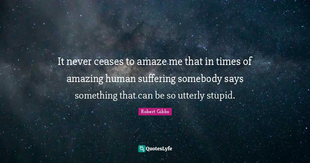Robert Gibbs Quotes: "It never ceases to amaze me that in times of amazing human suffering somebody says something that can be so utterly stupid."