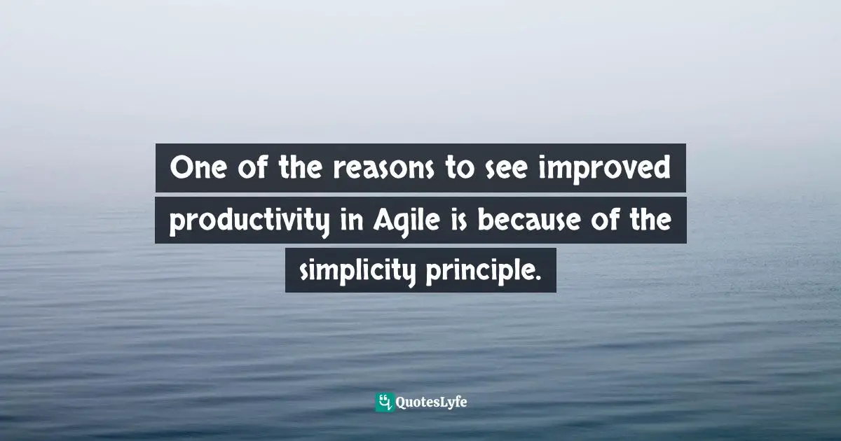 One of the reasons to see improved productivity in Agile is because of the simplicity principle.