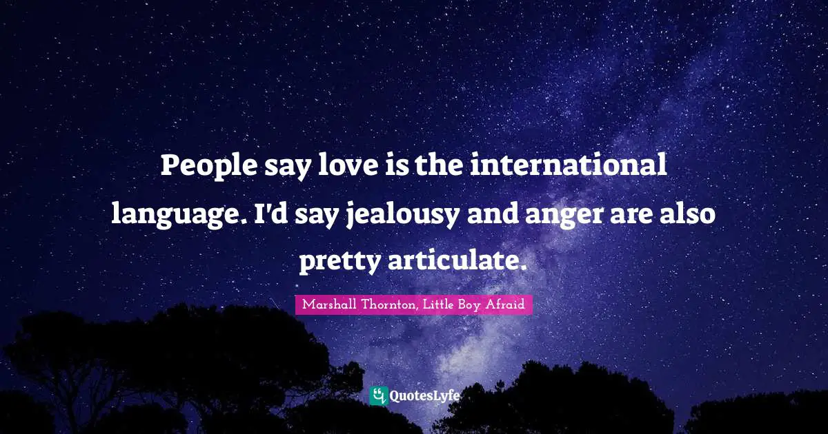 People say love is the international language. I'd say jealousy and anger are also pretty articulate.