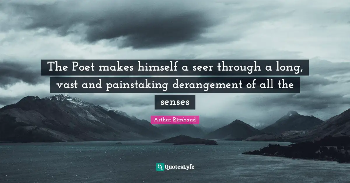 Arthur Rimbaud Quotes: "The Poet makes himself a seer through a long, vast and painstaking derangement of all the senses"