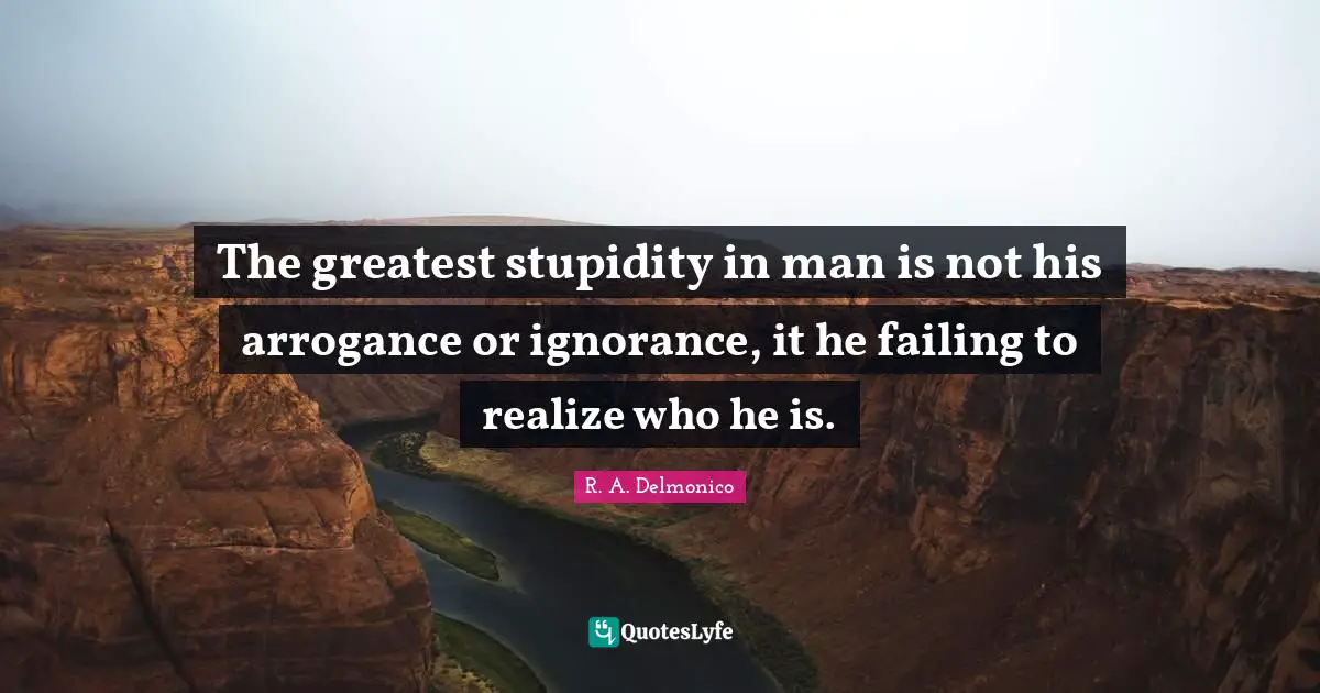 The greatest stupidity in man is not his arrogance or ignorance, it he failing to realize who he is.