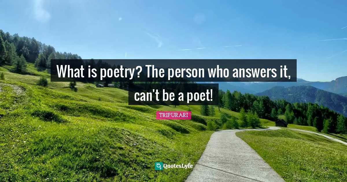 What is poetry? The person who answers it, can't be a poet!