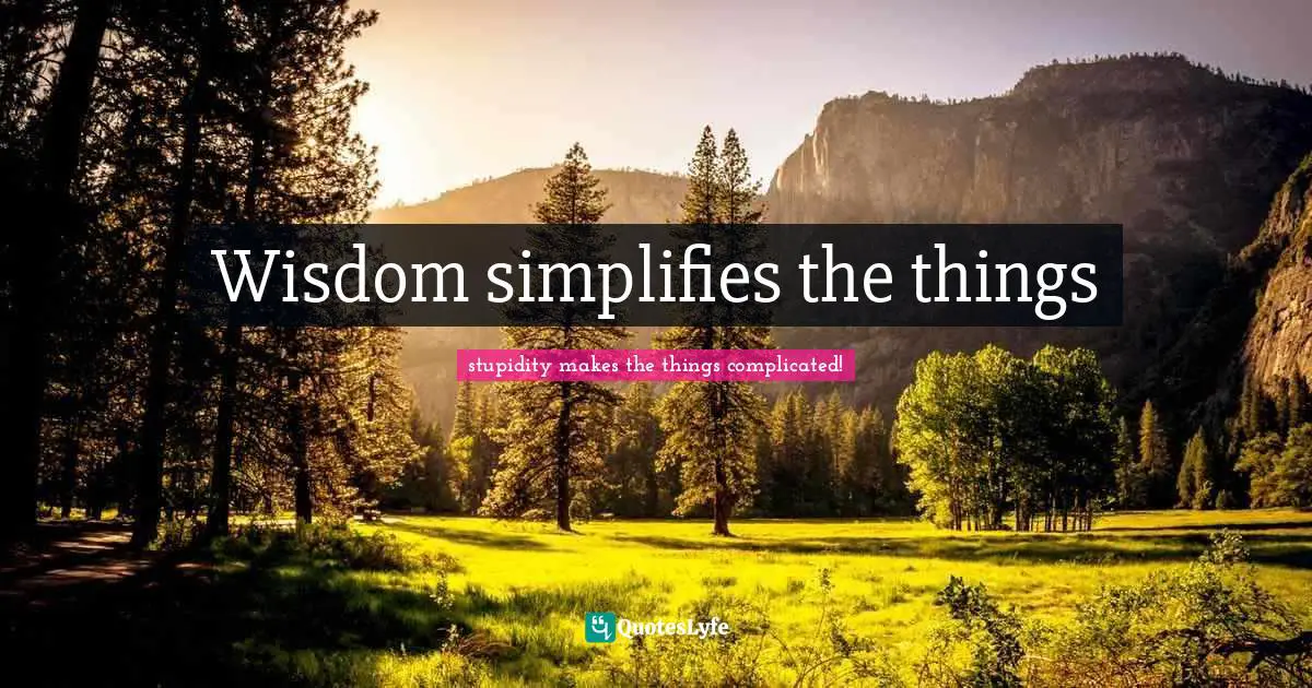 Wisdom simplifies the things