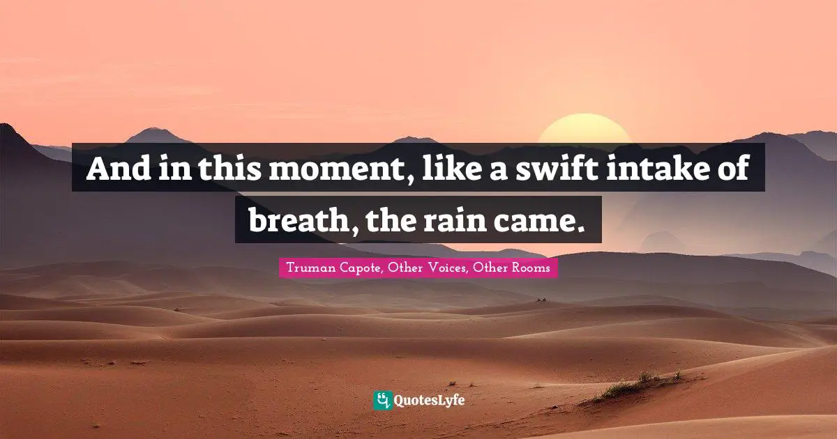 And in this moment, like a swift intake of breath, the rain came.