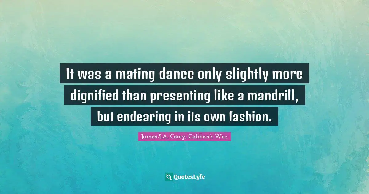 It was a mating dance only slightly more dignified than presenting like a mandrill, but endearing in its own fashion.