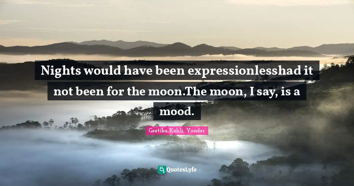 Nights would have been expressionlesshad it not been for the moon.The moon, I say, is a mood.