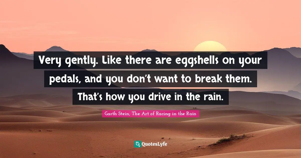 Rain Quotes: "Very gently. Like there are eggshells on your pedals, and you don’t want to break them. That’s how you drive in the rain."