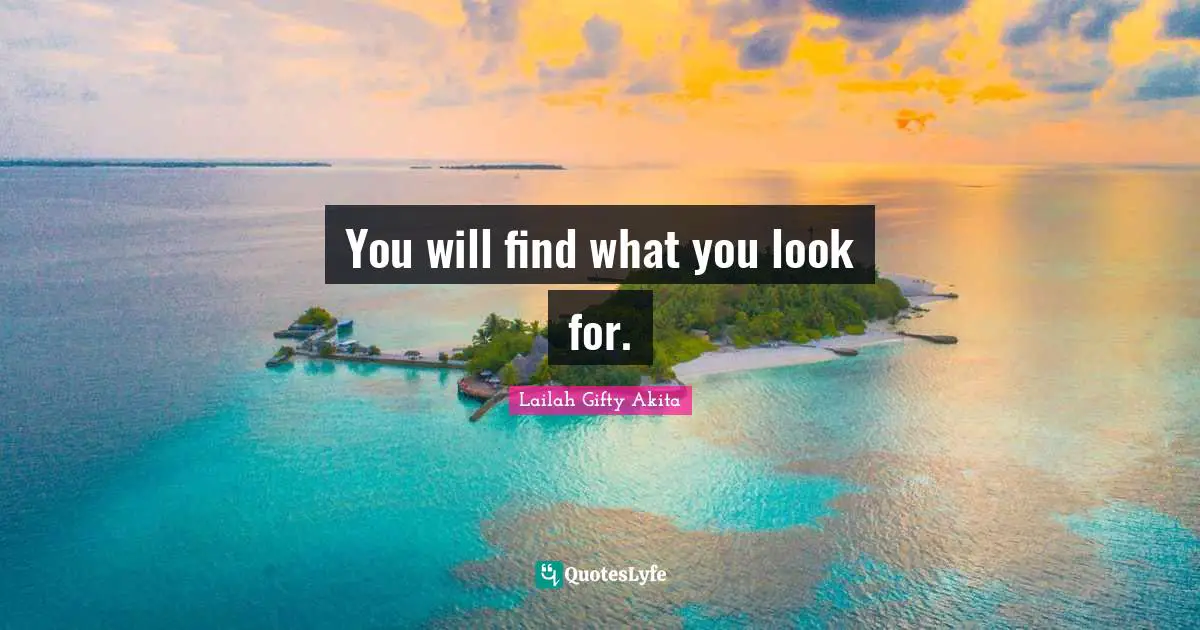 You will find what you look for.