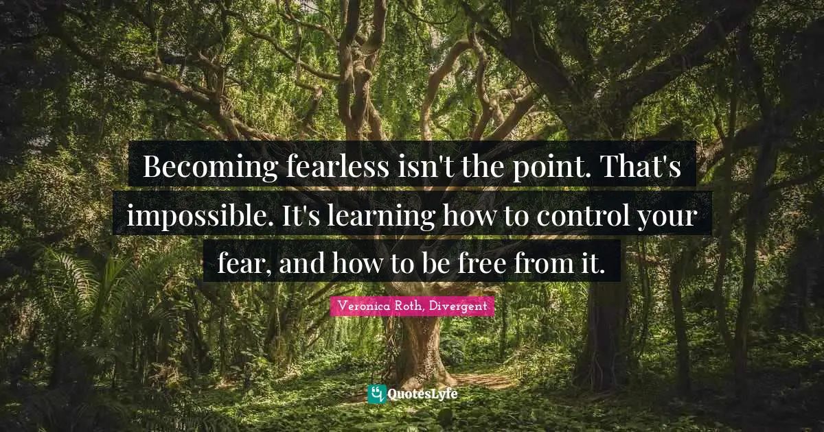 Becoming fearless isn't the point. That's impossible. It's learning how to control your fear, and how to be free from it.