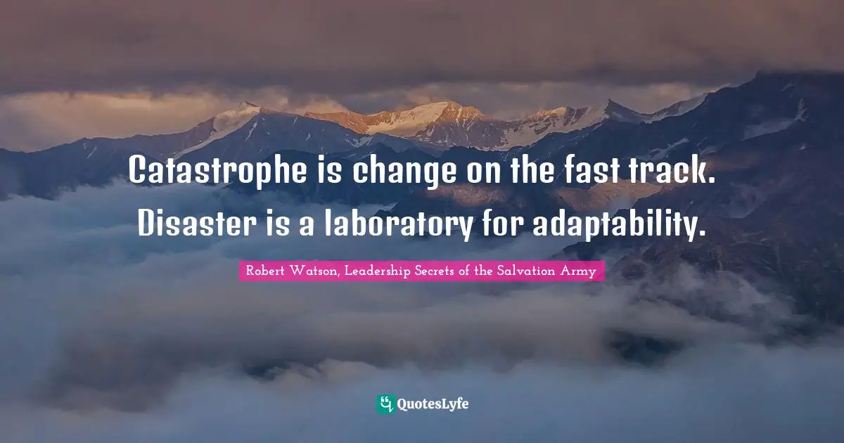 Catastrophe is change on the fast track. Disaster is a laboratory for adaptability.