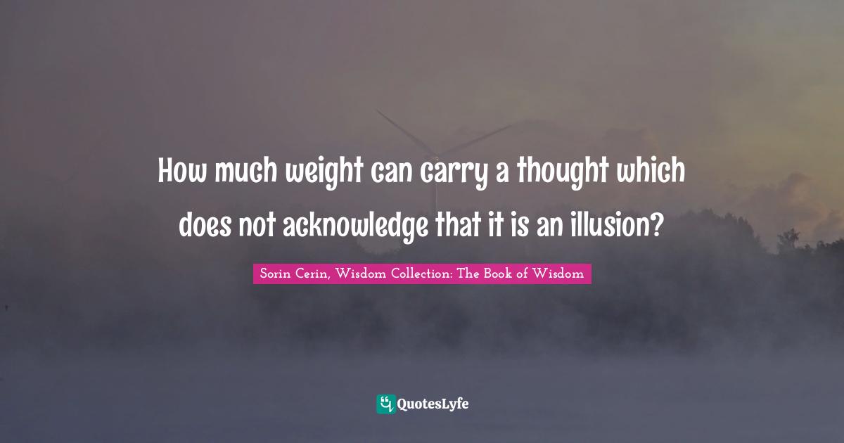 Sorin Cerin, Wisdom Collection: The Book Of Wisdom Quotes: "How much weight can carry a thought which does not acknowledge that it is an illusion?"
